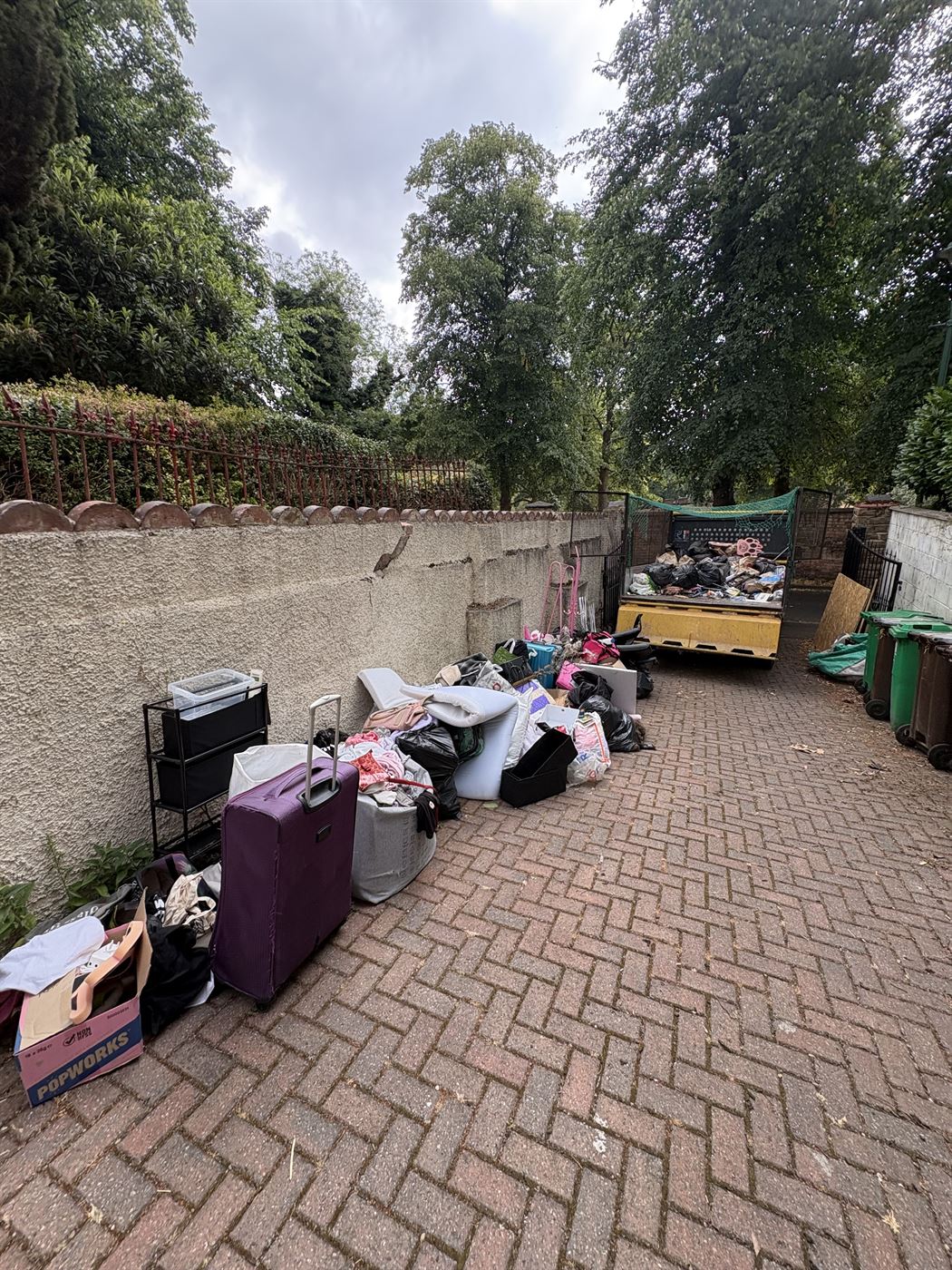 House clearance in progress, furniture and belongings brought out ready to load